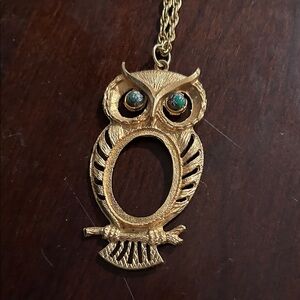 Gold Tone Owl Pendant Necklace